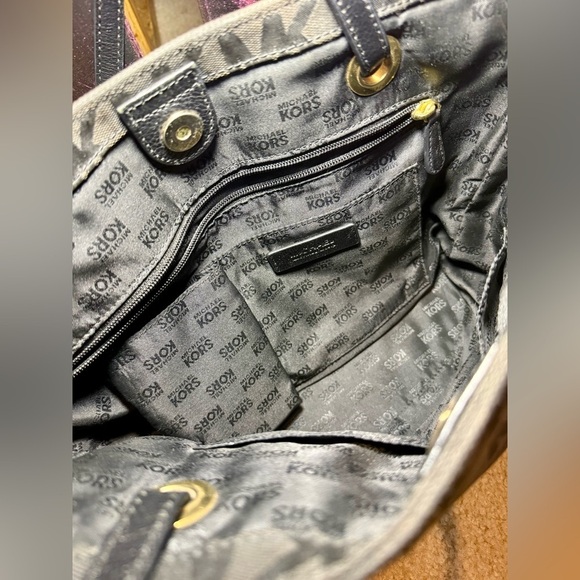 Michael Kors Black Monogram Tote with Gold Hardware - Picture 4 of 7